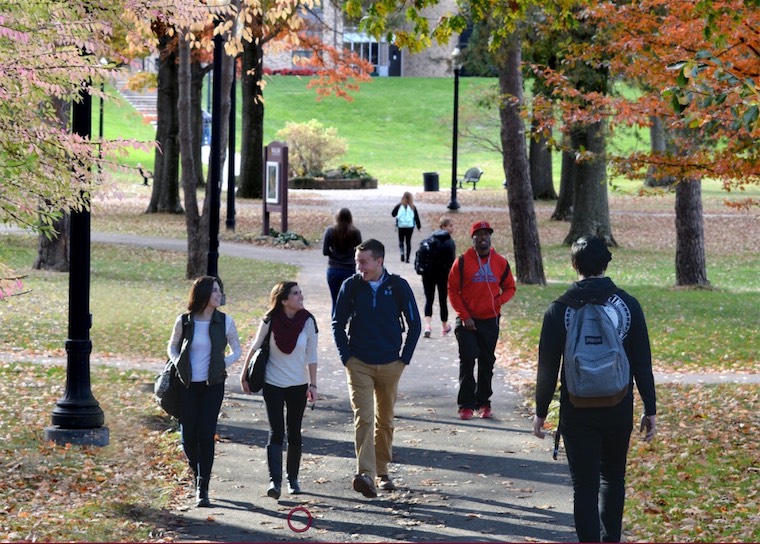 Students walking on campus